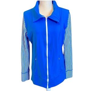 Lululemon Daily Yoga Jacket Beaming Blue/Classic Stripe Womens Size 10 Stretch